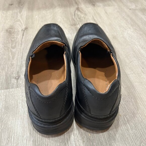 Clarks Black Leather Slip On Loafers Men's Size 9 - Picture 4 of 7